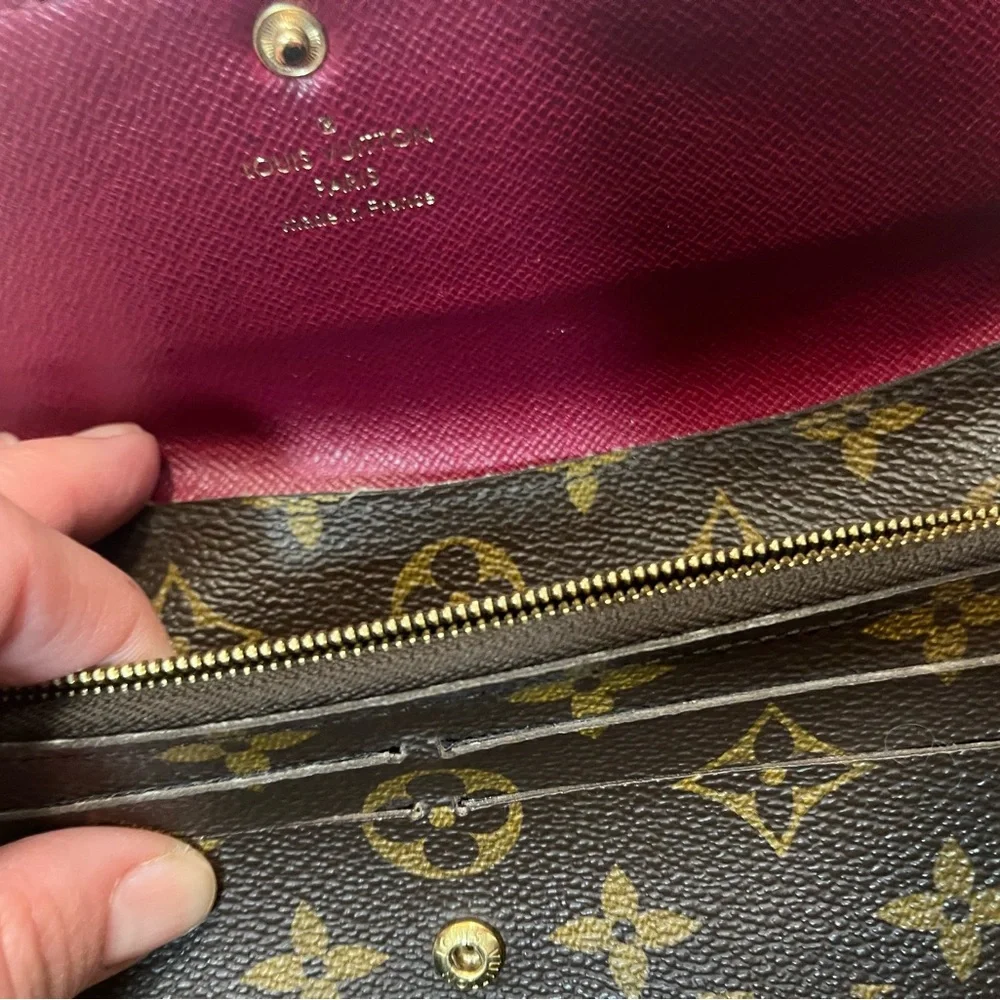 Louis Vuitton Monogram Canvas Trifold Wallet with Red Snap